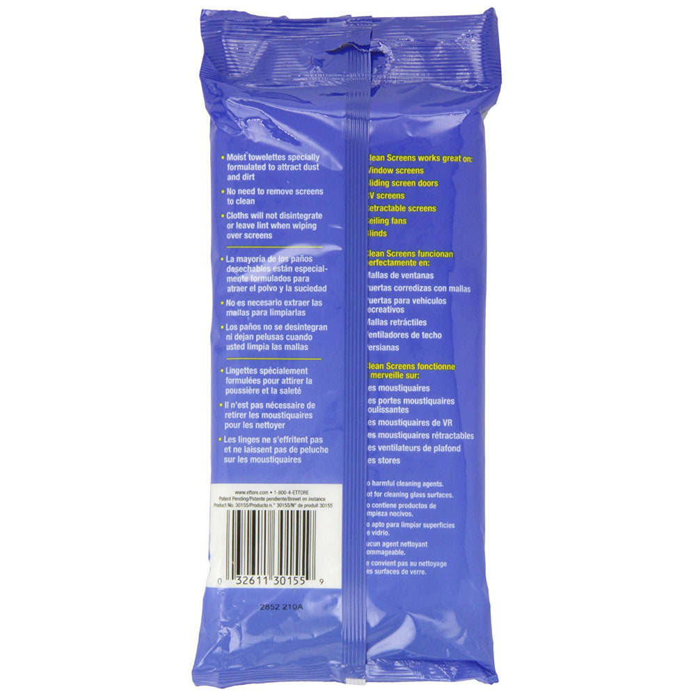 Ettore® 30155 Clean Screen™ Wipe Sheets, 8" x 10", 25-Pack