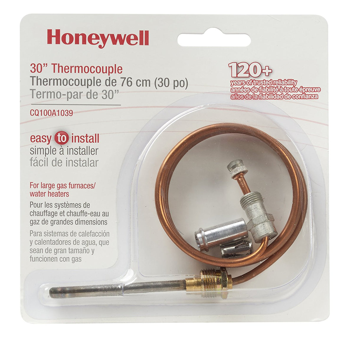 Honeywell CQ100A-1039 Replacement Thermocouple for 30 Millivolt Systems, 30"