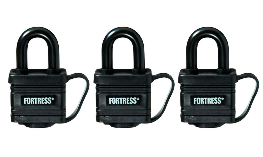 Master Lock® 1804TRI Fortress® Covered Laminated Padlock, Keyed Alike, 3-Pack