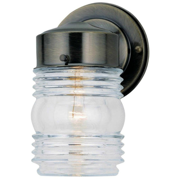 Westinghouse 66839 One-Light Jelly Jar Exterior Wall Lantern, Antique Brass