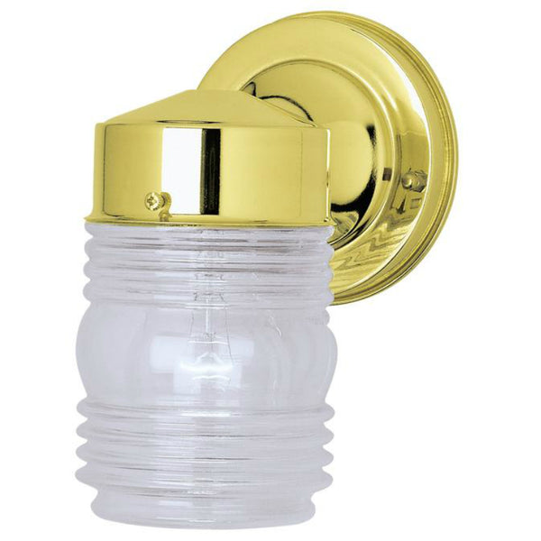 Westinghouse 66884 One-Light Exterior Jelly Jar Wall Lantern, Polished Brass