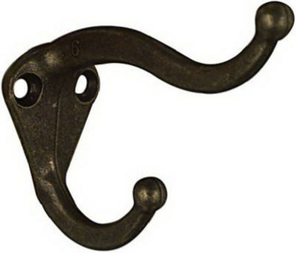 National Hardware® N186-726 Coat & Hat Hook, Antique Brass, 2-Pack