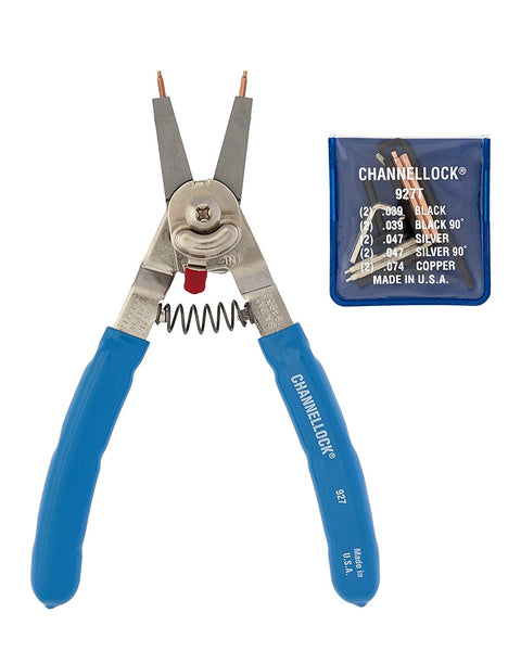 Channellock 927 Convertible Snap Ring Plier w/ 5 Pairs Interchangeable Tips, 8"
