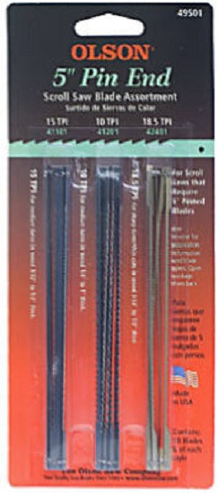 Olson Saw FR49501 Pin End Scroll Saw Blade Set, Carbon Steel