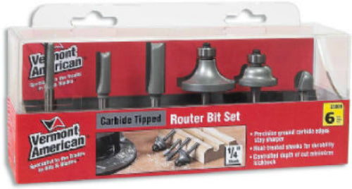 Vermont American® 23000 Carbide Tip Router Bit Set, 6-Piece