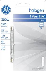 GE Lighting 19379 Double-Ended T2.5 Quartz Halogen Bulb, Clear, 300W, 120V