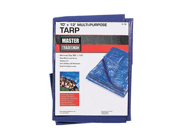 Master Tradesman MT-10-X-12-BLUE Polyethylene Storage Tarp Cover, 10' x 12', Blue
