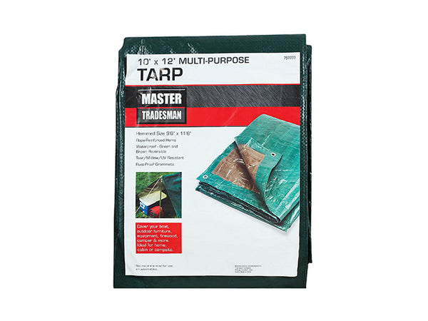 Master Tradesman MT-10-X-12-GREEN/BRO Polyethylene Storage Tarp Cover, 10' x 12'