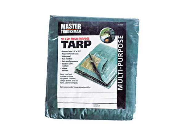 Master Tradesman MT-10-X-20-GREEN/BROWN Polyethylene Storage Tarp Cover, 10'x20'