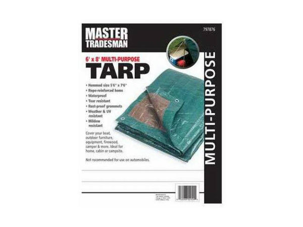 Master Tradesman MT-6-X-8-GREEN/BROWN Polyethylene Storage Tarp Cover, 6' x 8'