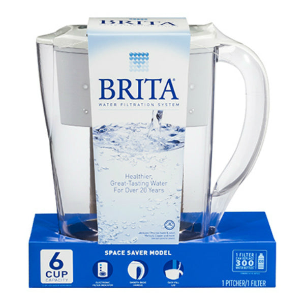 Brita® 42364 Space Saver Smart Water Filtration Pitcher, 6 Cup