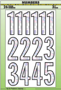 Hy-Ko MM-33N Vinyl Adhesive Silver Background Prism Number Set, 3"