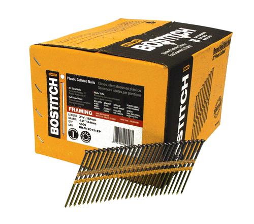 Bostitch RH-S12D131EP Plastic Collated Stick Framing Nails, 3-1/4", 4000-Count