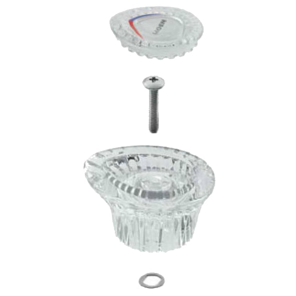 Moen 96797 Tear Drop Style Handle Knob Kit, Clear White & Chrome