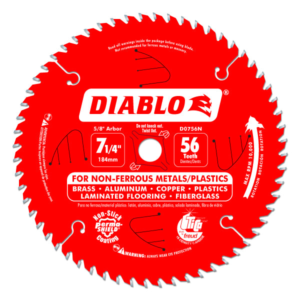 Diablo D0756N Non-Ferrous Metals / Plastics Saw Blade, 7-1/4" x 56 Tooth