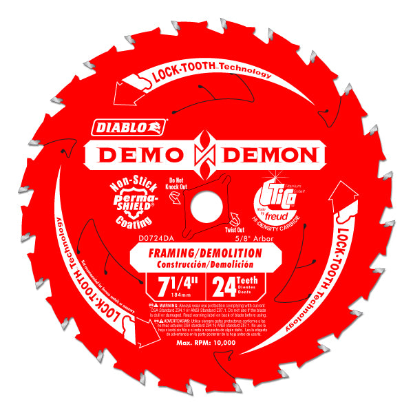 Diablo D0724DA Demo Demon Saw Blade, 7-1/4" x 24 Tooth
