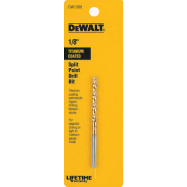 DeWalt® DW1308 Titanium Split Point Drill Bit, 1/8"