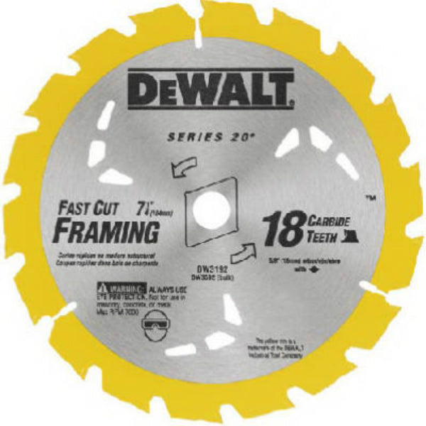 DeWalt® DW3592B10 Carbide Tipped Thin Kerf Circular Saw Blade, 18T, 7-1/4"