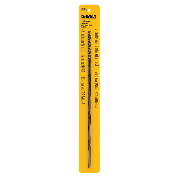 DeWalt® DW1606 High Speed Split Point Drill Bit, Black Oxide Coated, 1/4" x 12"