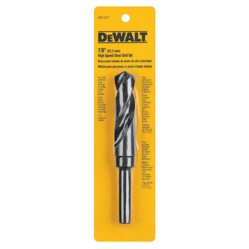 DeWalt® DW1627 High Speed Split Point Drill Bit, 7/8" Dia, 1/2" Shank