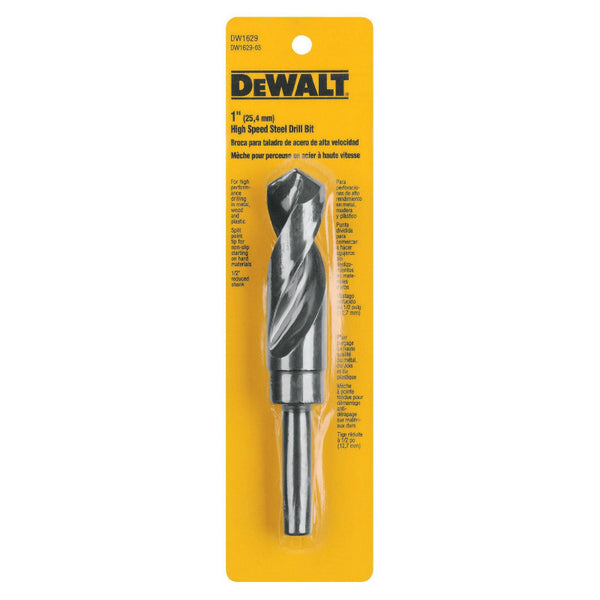 DeWalt® DW1629 High Speed Split Point Drill Bit, 1" Dia, 1/2" Shank
