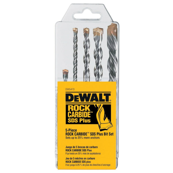 DeWalt® DW5470 Rock Carbide SDS Plus Hammer Bit Set, 5-Piece
