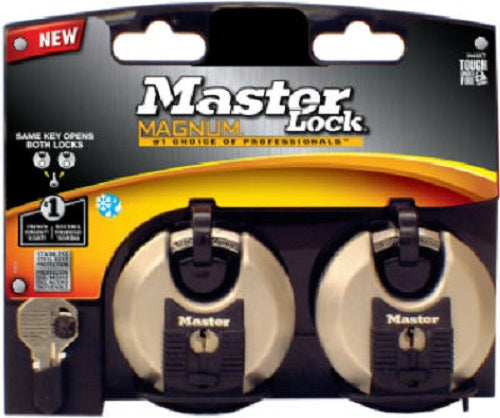 Master Lock M40XTCCSEN Disc Lock Padlock, 2-3/4", 2-Pack