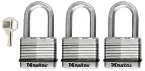 Master Lock M5XTRILFCCSEN Magnum Laminated Padlock, 2", 3-Pack