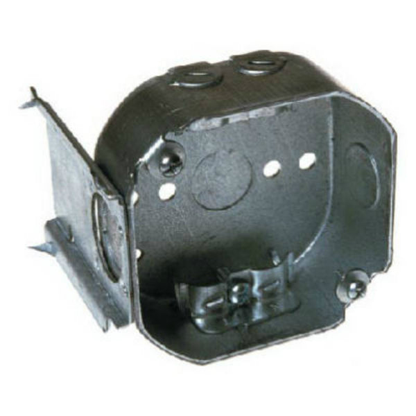 RACO 160 Steel J-Bracket Octagon Box w/Nonmetallic Cable Clamp, Steel, 4" x 1.5"