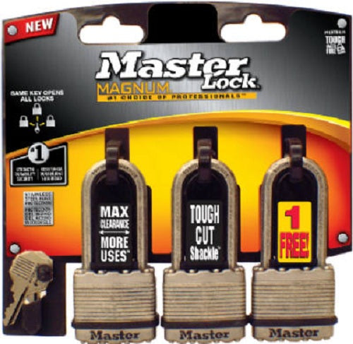 Master Lock M1XTRILH Magnum Laminated Padlock, 1-3/4", 3-Pack