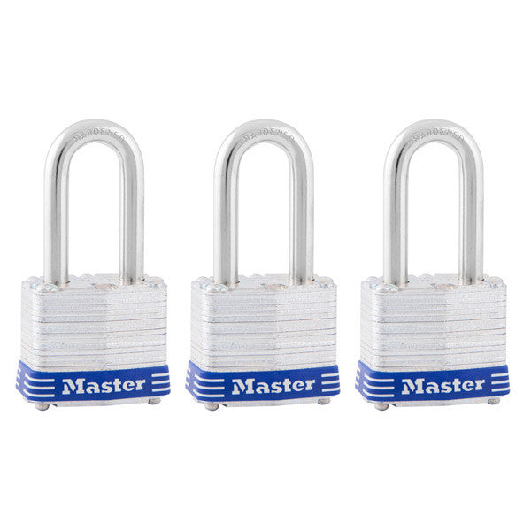 Master Lock 3TRILF Laminated Steel Padlock, 1-9/16", 3-Pack