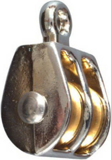 National Hardware® N243-600 Fixed Eye Double Pulley, 3/4", Nickel