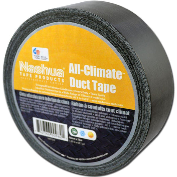 Nashua® 1087340 All-Climate™ Heavy-Duty Duct Tape, Black, 9 Mil, 1.89" x 60 Yd