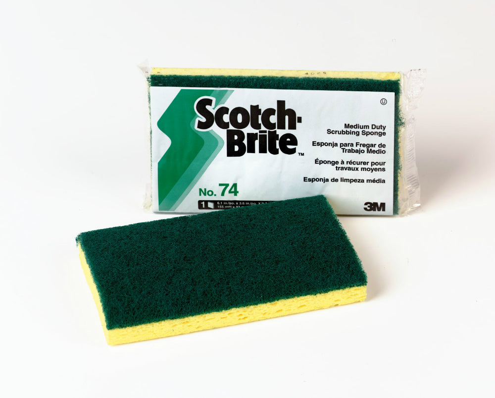 Scotch-Brite 74 Medium-Duty Scrubbing Sponge, 6.1" x 3.6", Yellow/Green
