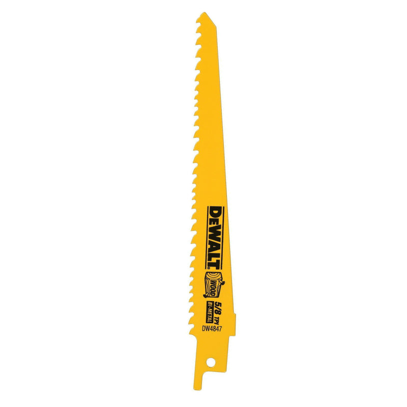 DeWalt® DW4847 Taper Back Bi-Metal Reciprocating Saw Blades, 5/8 TPI, 6", 5-Pack