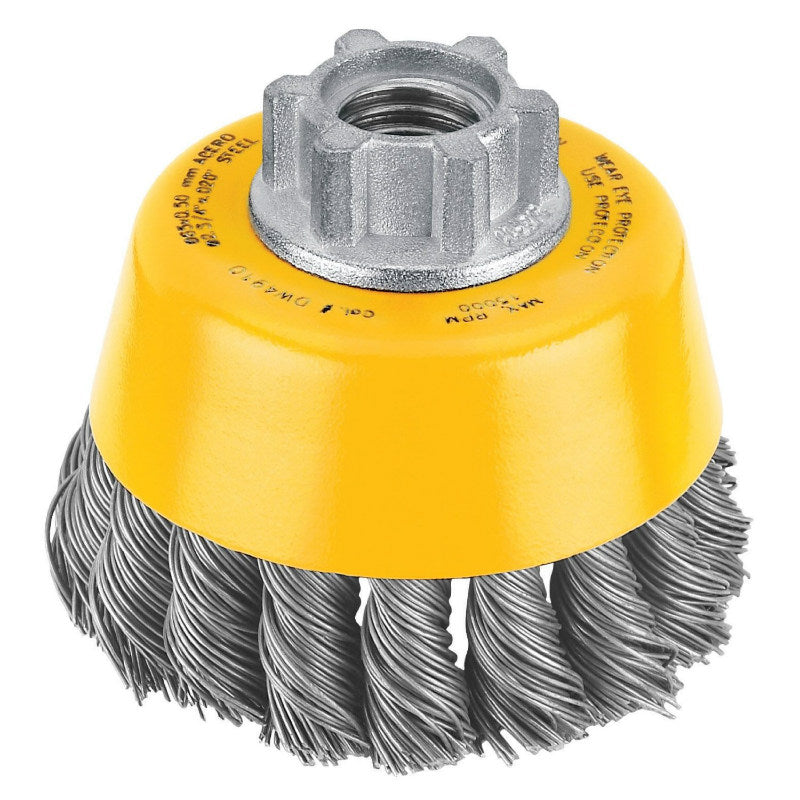 DeWalt® DW4910 High Performance™ Carbon Steel Knotted Cup Brush, 3" x 5/8"-11