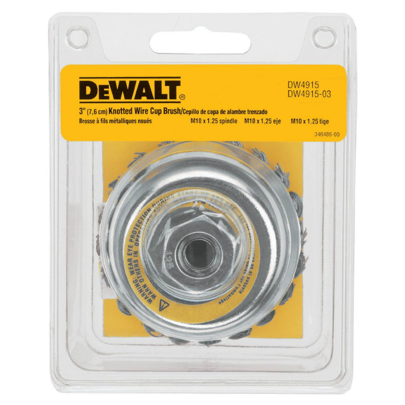 DeWalt® DW4915 High Performance™ Carbon Steel Knotted Cup Brush, 3" x M10 - 1.25