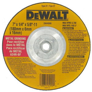 DeWalt®  DW4999 High Performance™ Metal Grinding Wheel, 7"x 1/4" x 5/8"-11 Arbor