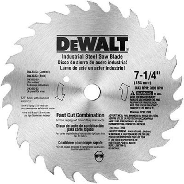 DeWalt® DW3323 Steel Fast Cut Combination Saw Blade, 20 Teeth, 7-1/4"