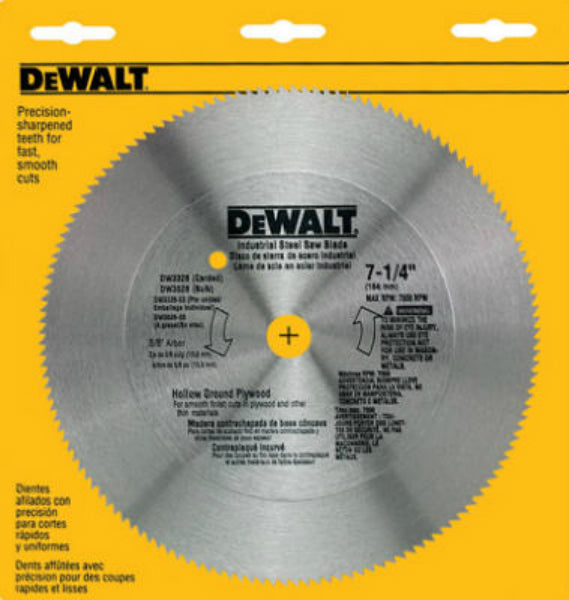 DeWalt® DW3326 Steel Hollow Ground Plywood Circular Saw Blade, 140 Teeth, 7-1/4"