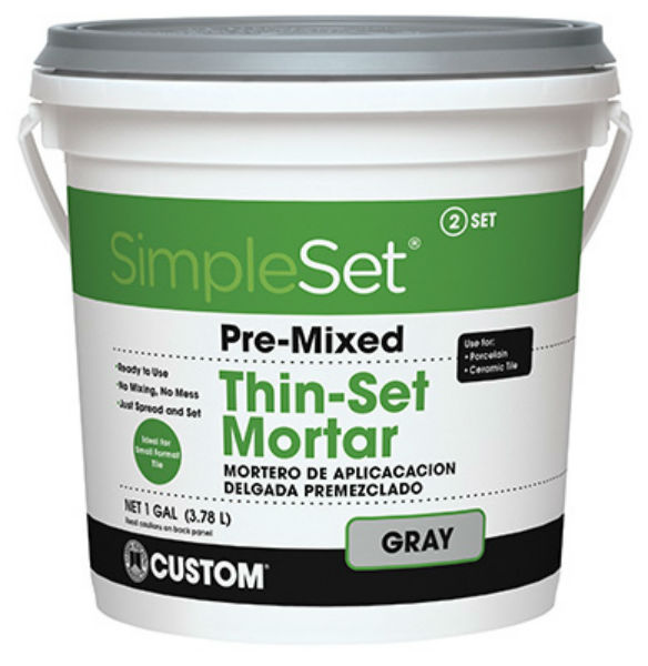 Custom® CTTSG1-2 SimpleSet® Pre-Mixed Thin-Set Mortar, Gray, 1 Gallon