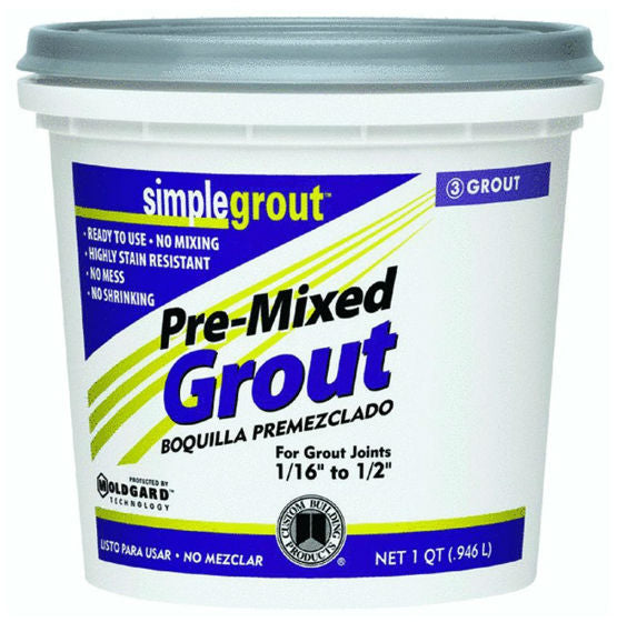 Custom® PMG381QT SimpleGrout® Pre­-Mixed Grout, Bright White, 1 Qt