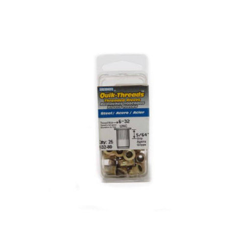 Surebonder® 632-80-25 Steel Threaded Insert, 6-32