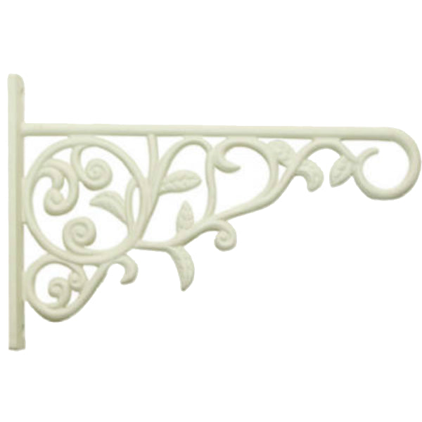 Panacea™ 85008 Cast Aluminum Hanging Plant Bracket with Leaves, 9", White