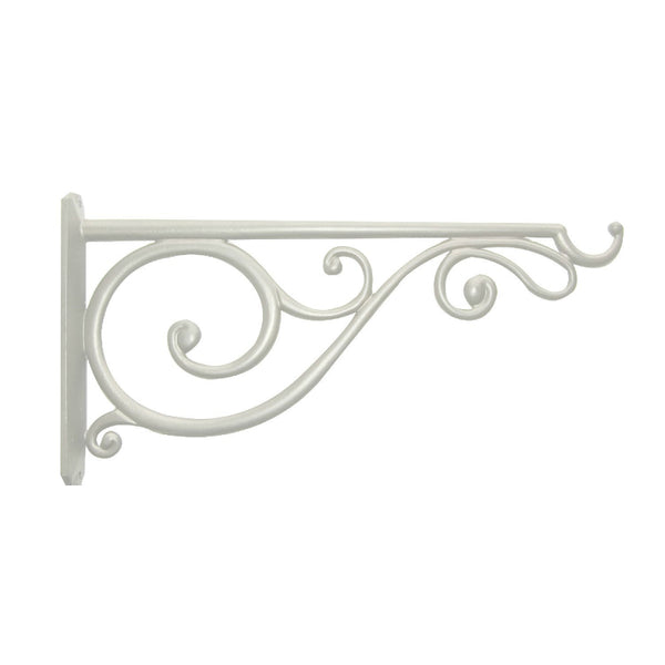 Panacea™ 85014 Cast Aluminum Victorian Scroll Hanging Plant Bracket, 14", White