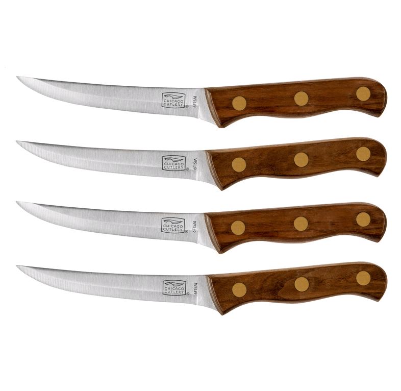 Chicago Cutlery B144 Walnut Tradition Steak Knife Set, 4-Piece