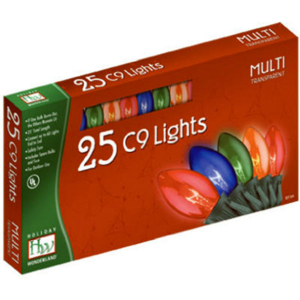 Holiday Wonderland 925-88 Christmas C9 Transparent 25-Light Set, 25 feet, Multi Color