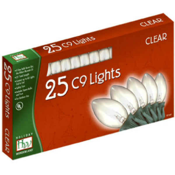 Holiday Wonderland 925C-88 Christmas C9 Transparent 25-Light Set, 25 feet, Clear