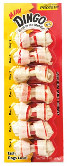 Dingo P-30020 Premium Hand Tied Mini Rawhide Bone, White, 7-Pack