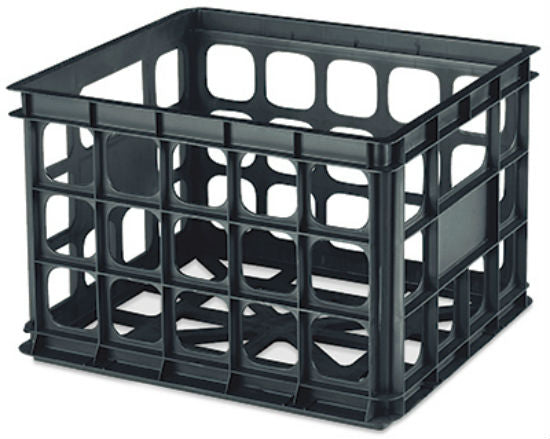 Sterilite 16929006 Stackable Storage Crate, Black